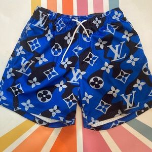 Mr.Remade Black and Blue Monogram shorts